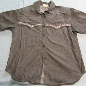 Womens Vtg Spencer Creations Western Silver Studded Button Down Shirt Sz L